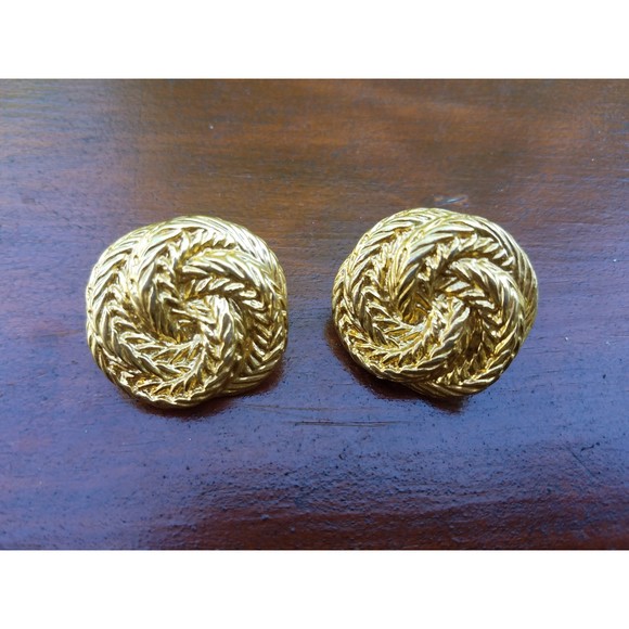 Napier Gold Tone Screwback Earrings - Picture 6 of 10